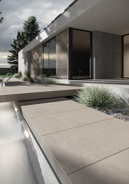 Terrassenplatten Feinsteinzeug Intense. GREIGE REKT. 20MM MATT. 59,5X59,5  