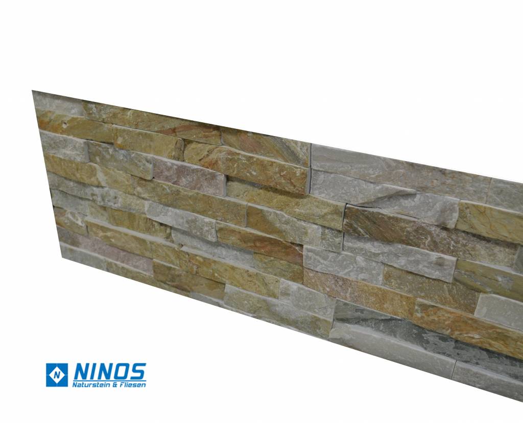 Brickstone Beige Quarzit Naturstein Verblender Wandverblender  in 55x15 cm