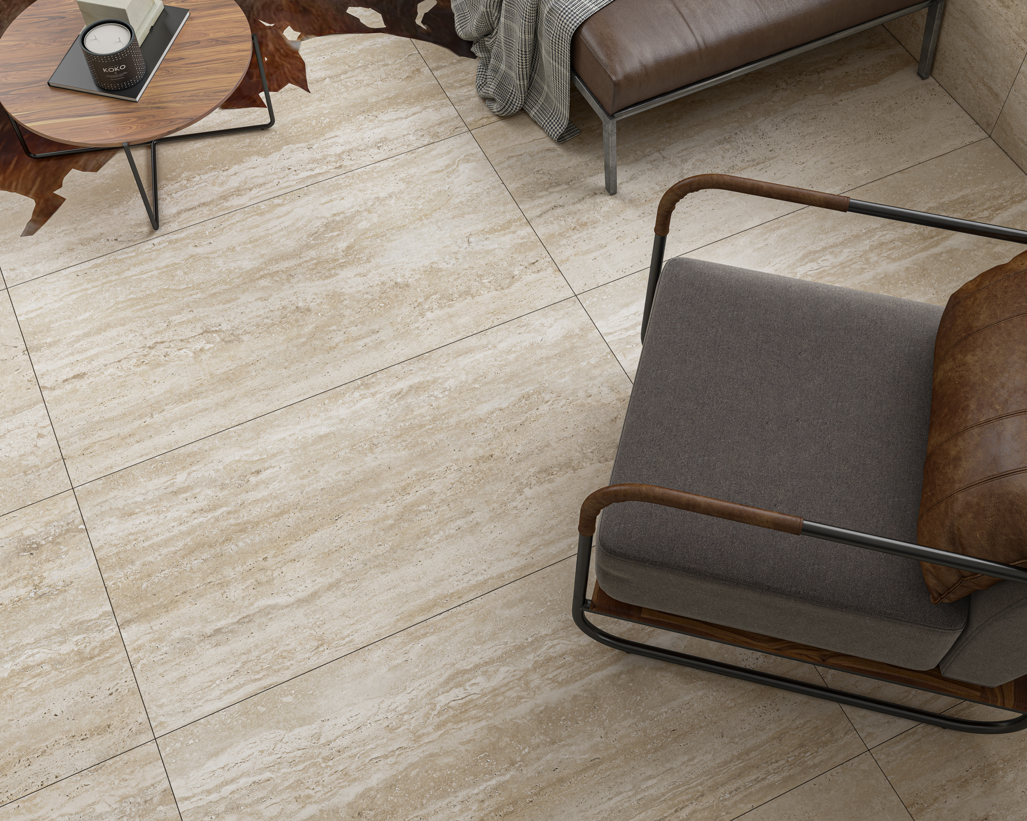 Bodenfliesen Travertino Valentino Beige Matt 60x120 cm