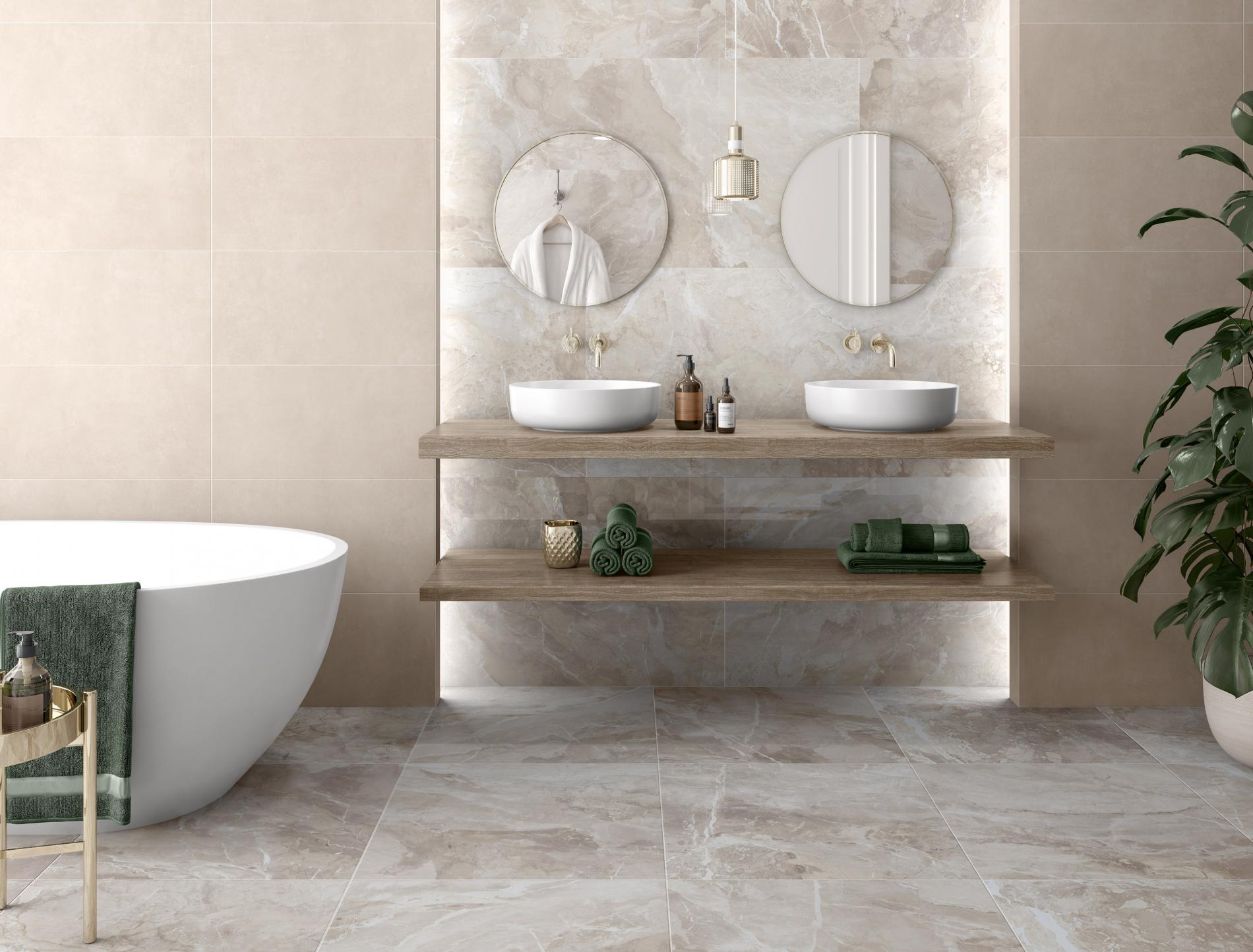 Bodenfliesen (F) AT.LUSSO CREMA Glasiert 60x120 cm