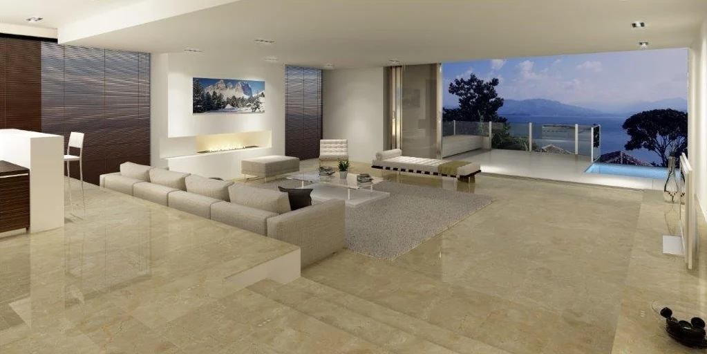 Crema Marfil Marmorfliesen Poliert, Gefast, Kalibriert Premium Qualität in 61x30,5x1 cm 