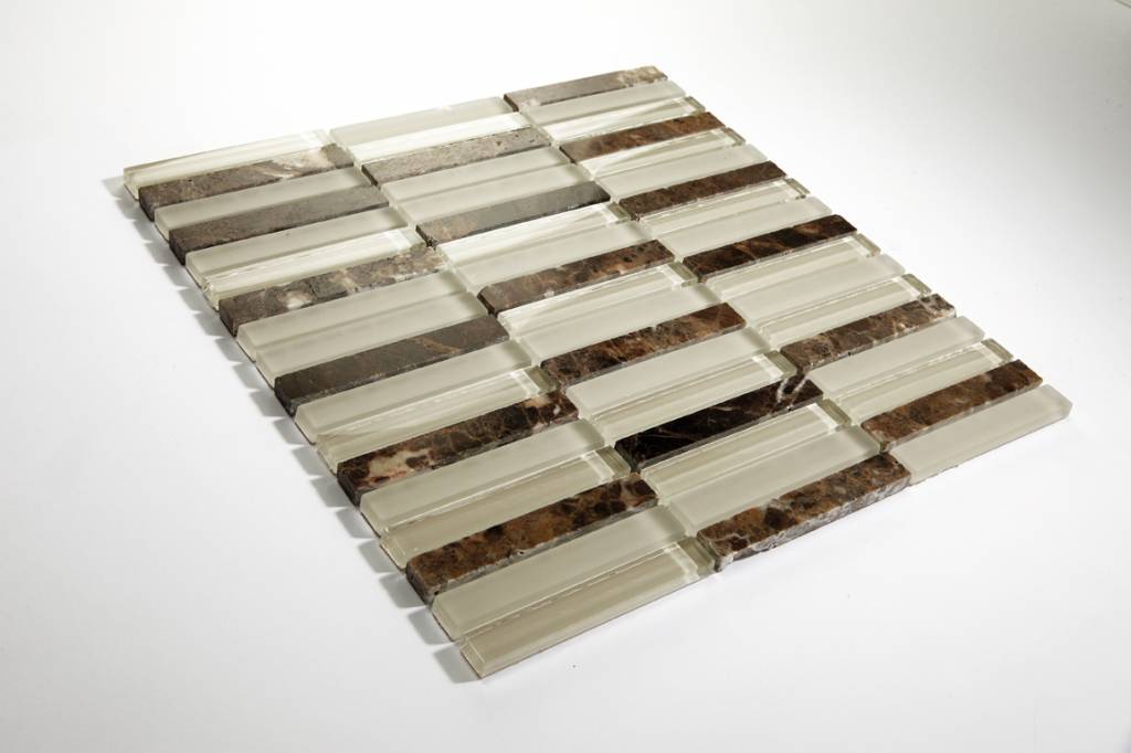 Quebeck Braun Poliert Lang Mix Glas Mosaikfliesen  Premium Qualität in 30x30 cm
