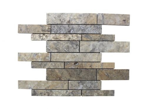 Travertin Fliesen Silver Römischer Verband  Premium Qualität in 1,2 cm Stärke