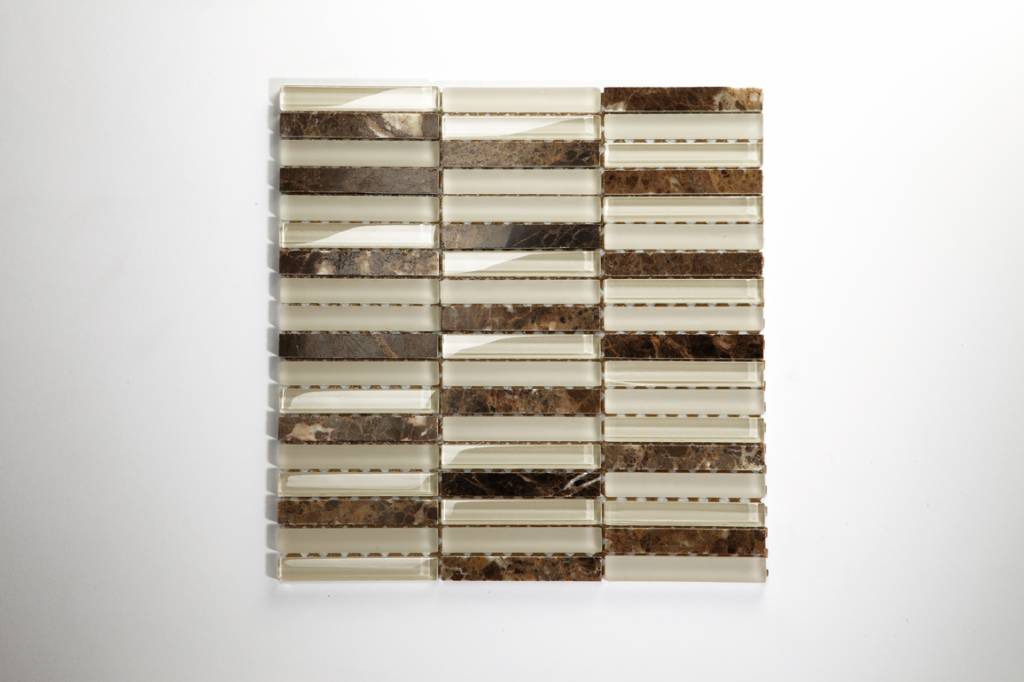 Quebeck Braun Poliert Lang Mix Glas Mosaikfliesen  Premium Qualität in 30x30 cm