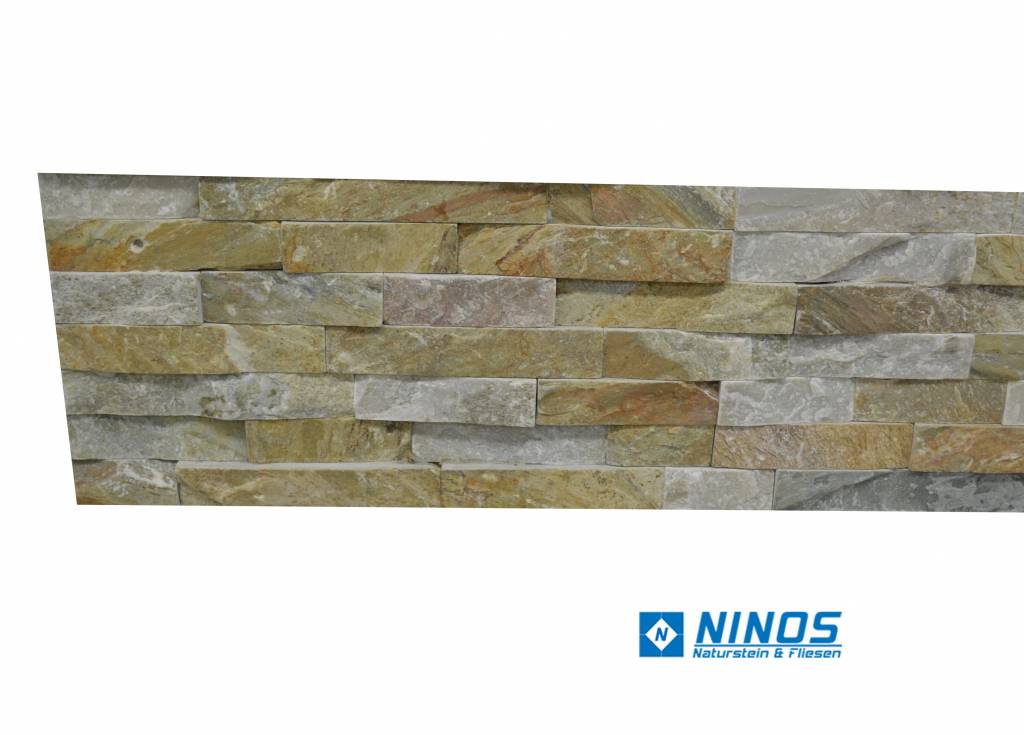 Brickstone Beige Quarzit Naturstein Verblender Wandverblender  in 55x15 cm