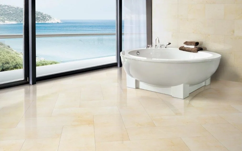 Crema Marfil Marmorfliesen Poliert, Gefast, Kalibriert Premium Qualität in 61x30,5x1 cm 