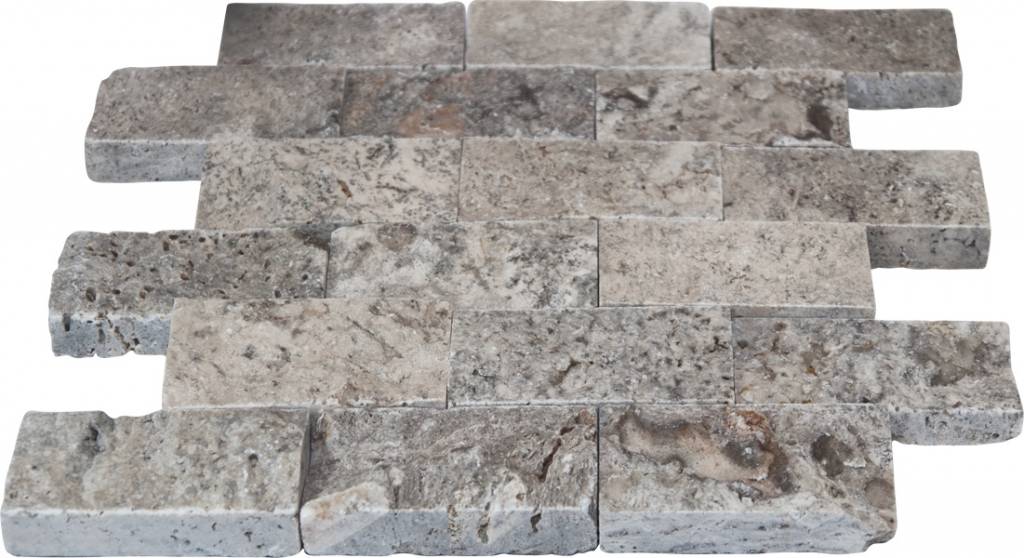 Travertin Fliesen Silver Römischer Verband  Premium Qualität in 1,2 cm Stärke