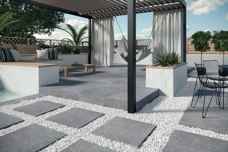Terrassenplatten Feinsteinzeug Slate GRAFIT REKT. 20MM MATT. 59,5X59,5  