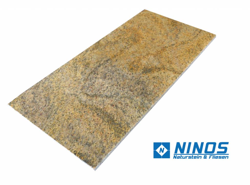 Madura Gold Granitfliesen Satiniert Premium Qualität in 40x40x1 cm