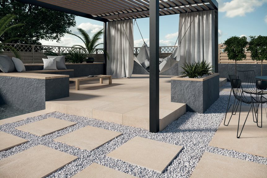 Terrassenplatten Feinsteinzeug Slate BEIGE REKT. 20MM MATT. 59,5X59,5  