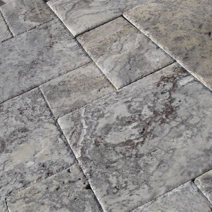 Travertin Fliesen Silver Römischer Verband  Premium Qualität in 1,2 cm Stärke