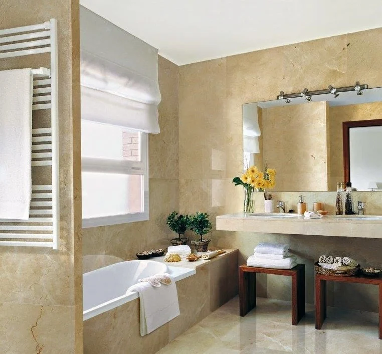 Crema Marfil Marmorfliesen Poliert, Gefast, Kalibriert Premium Qualität in 61x30,5x1 cm 